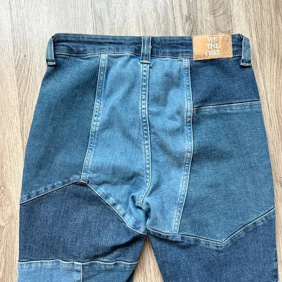 Free People We The Free No Boundaries Patchwork Flare Bell Bottom Jeans (26) - Picture 13 of 14